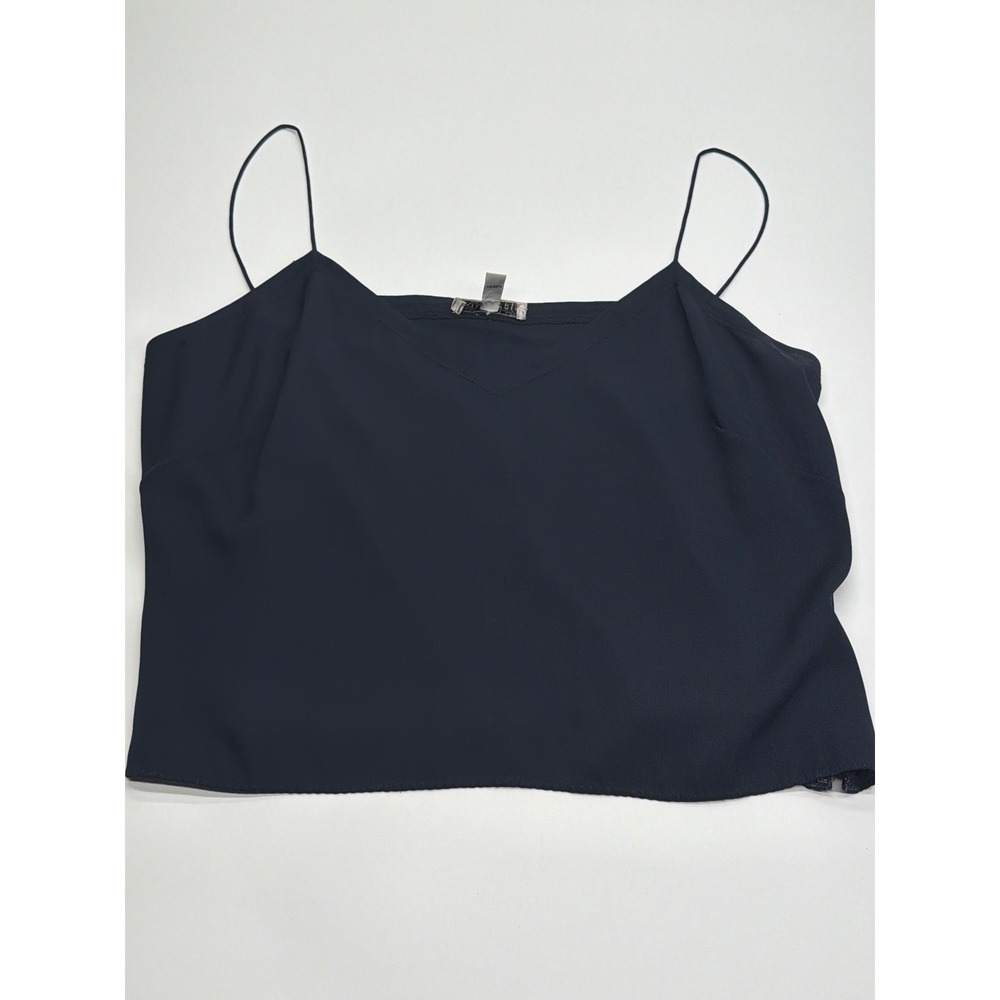 Anne Klein Navy Blue Silk Spaghetti Strap Camisole V-Neck Top Size‎ 12